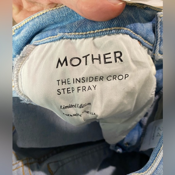 MOTHER The Insider Crop Step Fray Jeans In Limited Edition Wash Denim Size 24 - Picture 12 of 15